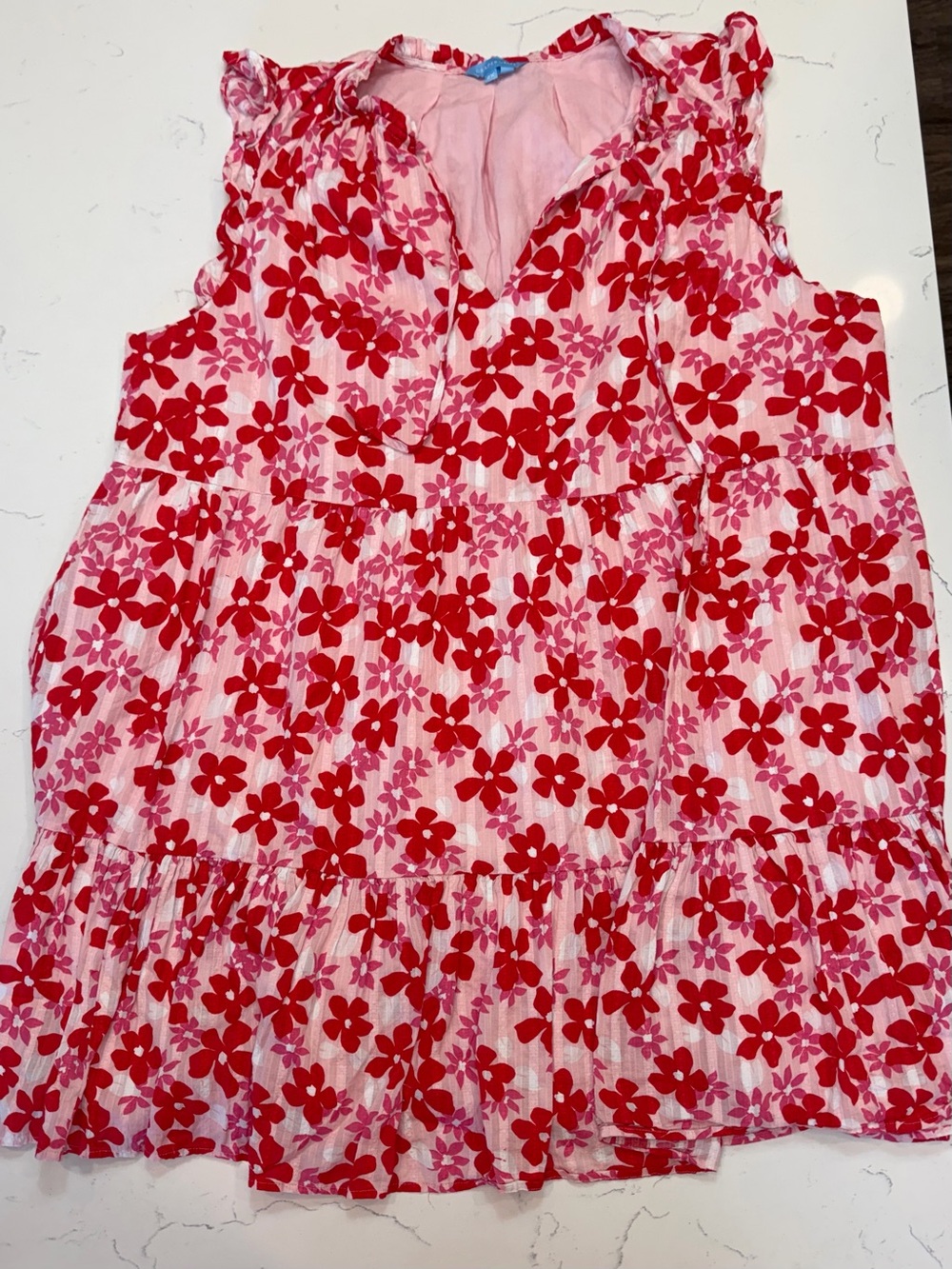 Draper James Sleeveless Pink & Red Floral Tiered Dress Size XXL